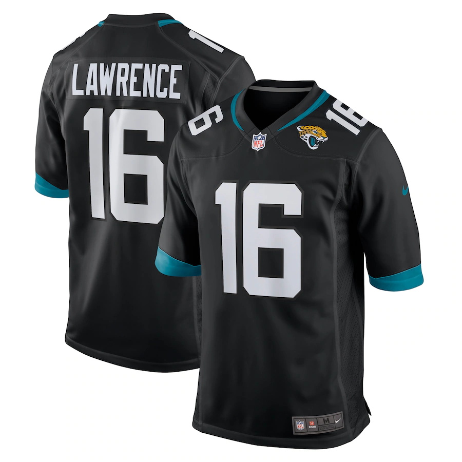 Mens Jacksonville Jaguars #16 Trevor Lawrence Nike Black Alternate 2021 NFL Draft First Round Pick Game Jersey